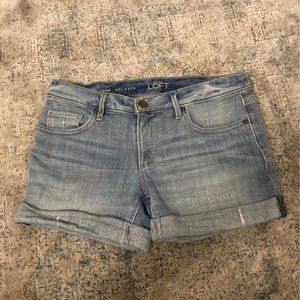 Low rise Denim Shorts with Distressing